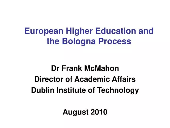 european higher education and the bologna process