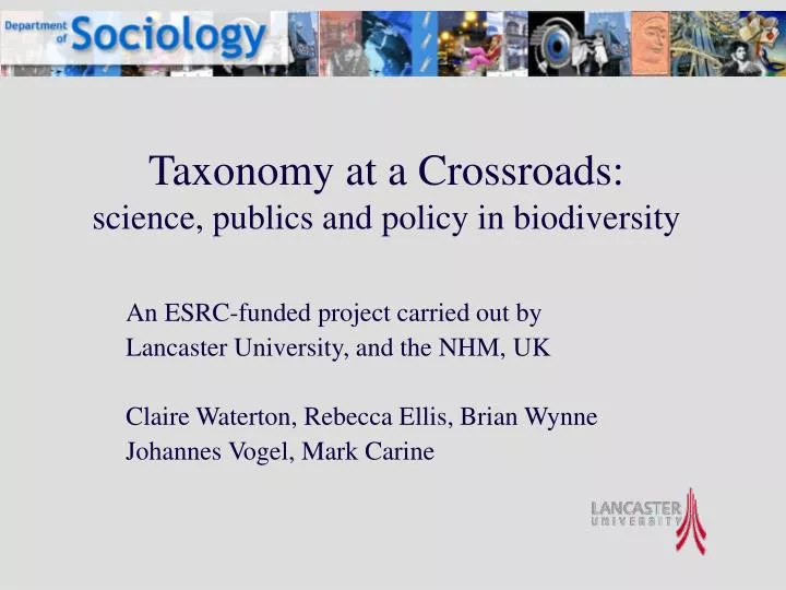 taxonomy at a crossroads science publics and policy in biodiversity