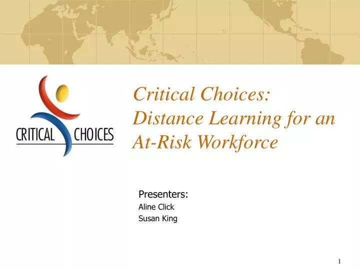 critical choices distance learning for an at risk workforce