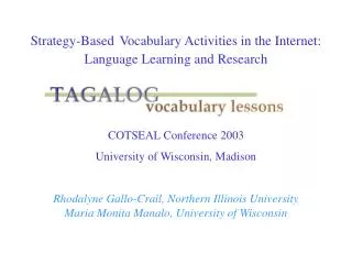 Strategy-Based Vocabulary Activities in the Internet: Language Learning and Research