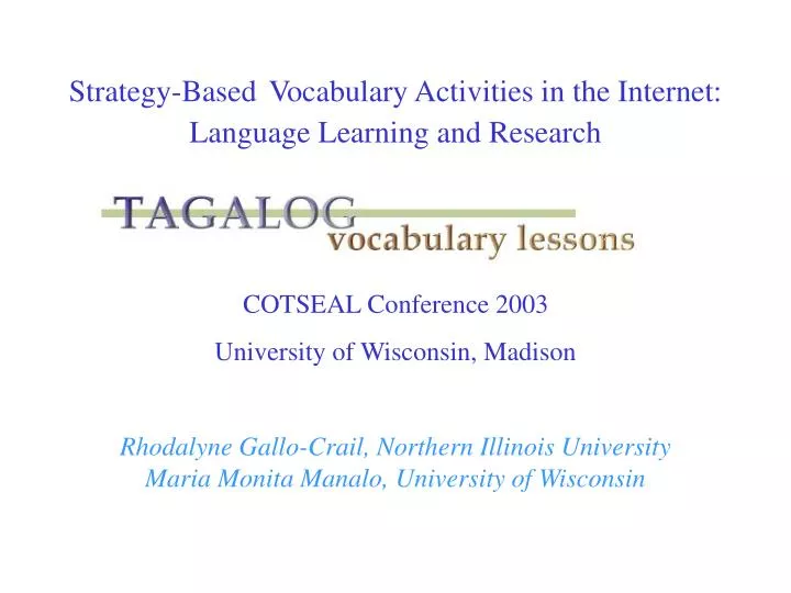 strategy based vocabulary activities in the internet language learning and research
