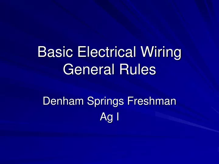 basic electrical wiring general rules