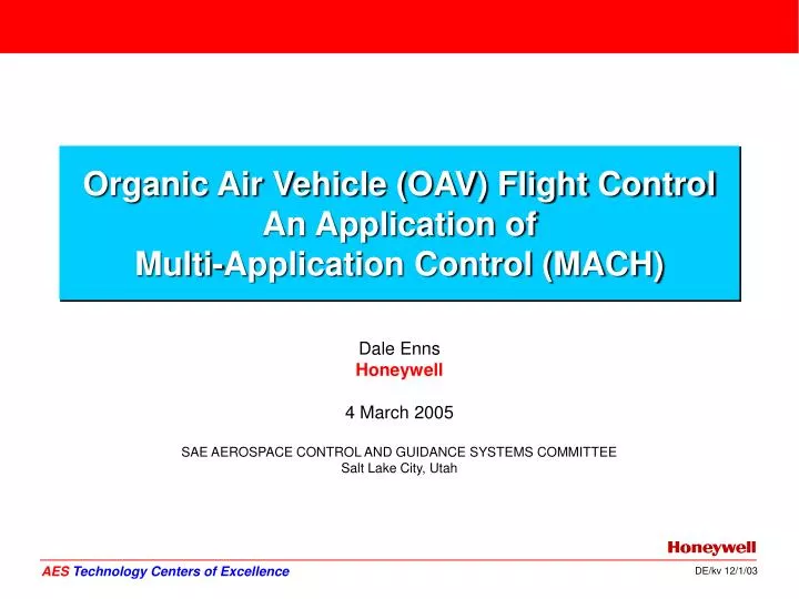 organic air vehicle oav flight control an application of multi application control mach