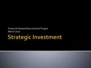 financial stewardship institute project march 2010
