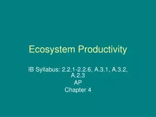 Ecosystem Productivity