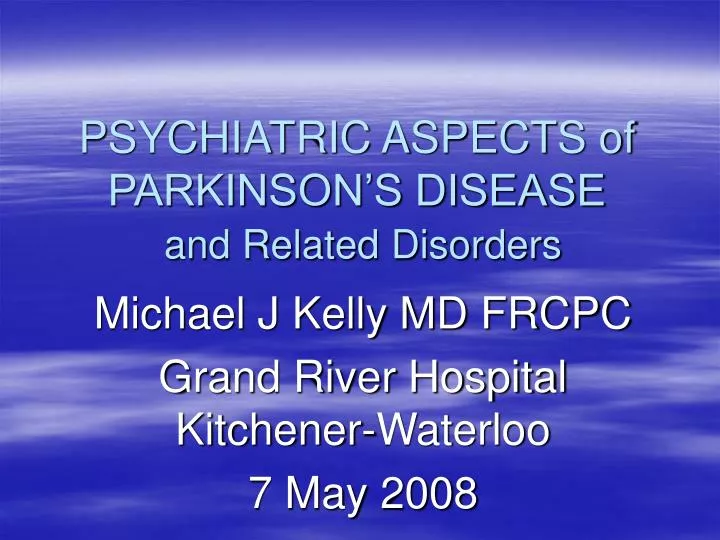 psychiatric aspects of parkinson s disease and related disorders