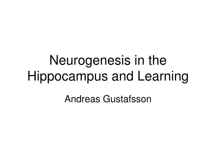 neurogenesis in the hippocampus and learning