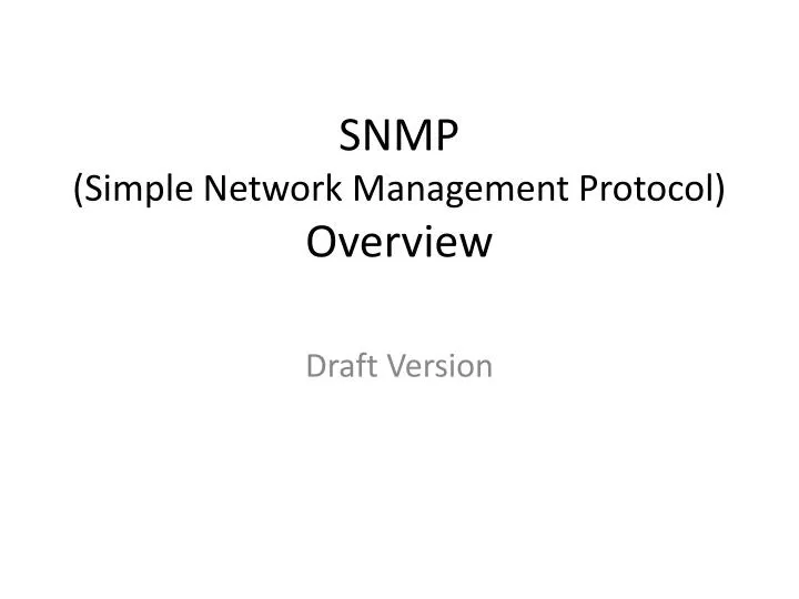 snmp simple network management protocol overview