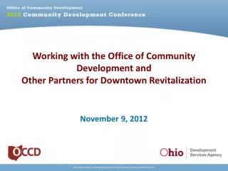 Working with the Office of Community Development and Other Partners for Downtown Revitalization