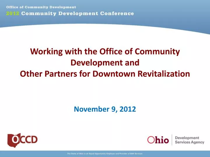 working with the office of community development and other partners for downtown revitalization