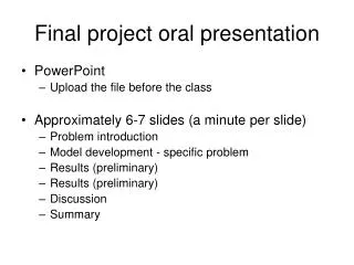 Final project oral presentation