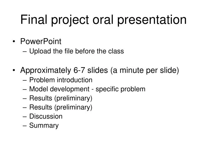 final project oral presentation