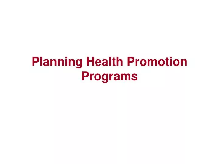 planning health promotion programs