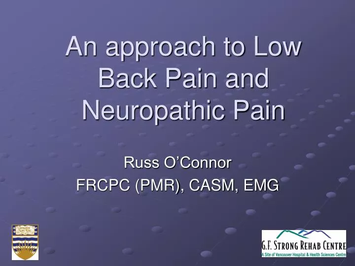 an approach to low back pain and neuropathic pain