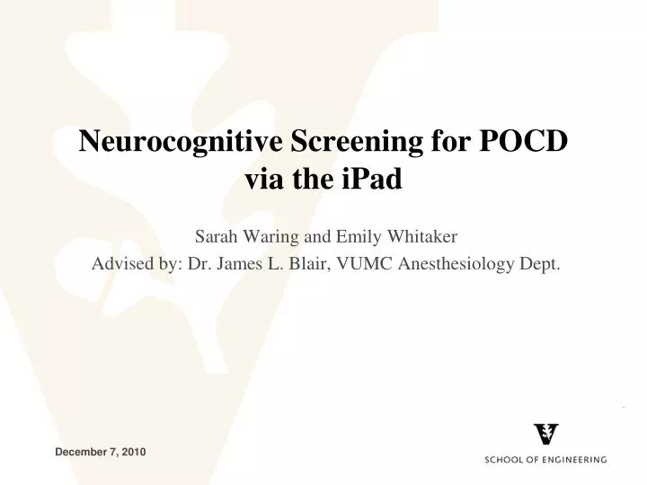 neurocognitive screening for pocd via the ipad