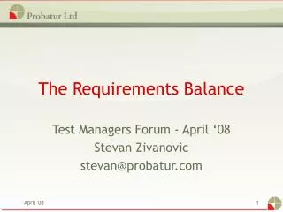 The Requirements Balance