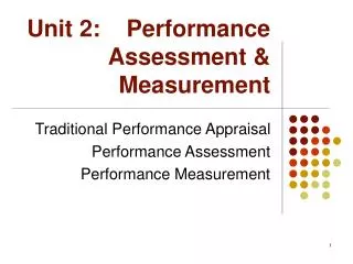 Unit 2: Performance Assessment &amp; Measurement