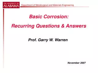 basic corrosion recurring questions answers