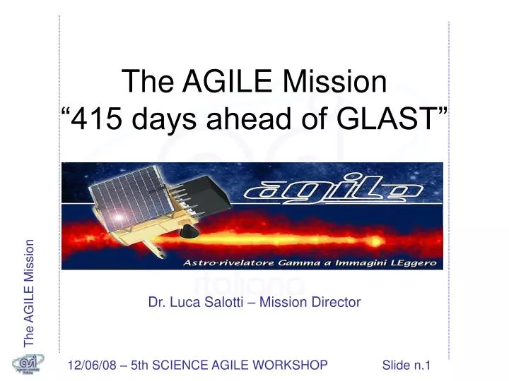 the agile mission 415 days ahead of glast