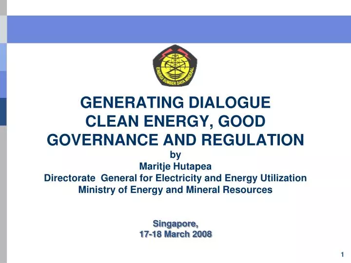 generating dialogue clean energy good governance and regulation