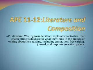 APE 11-12: Literature and Composition