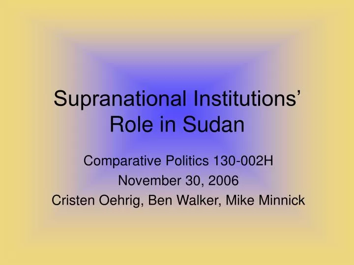 supranational institutions role in sudan