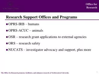 Research Support Offices and Programs