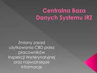centralna baza danych systemu irz