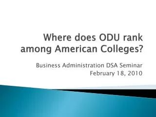 Where does ODU rank among American Colleges?