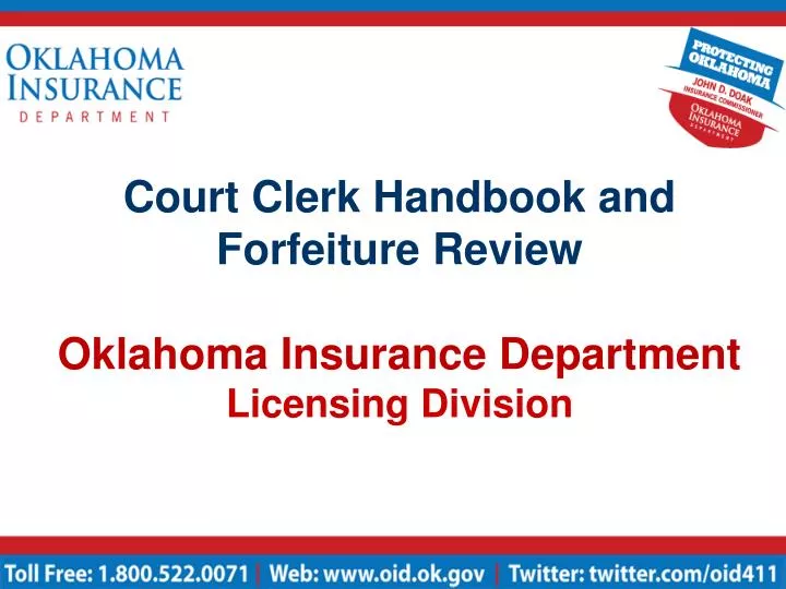 court clerk handbook and forfeiture review oklahoma insurance department licensing division