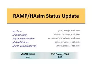 RAMP/HAsim Status Update