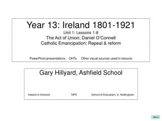 Gary Hillyard, Ashfield School