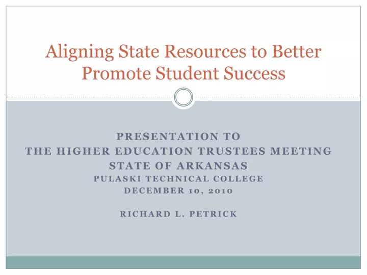 aligning state resources to better promote student success