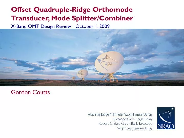 offset quadruple ridge orthomode transducer mode splitter combiner