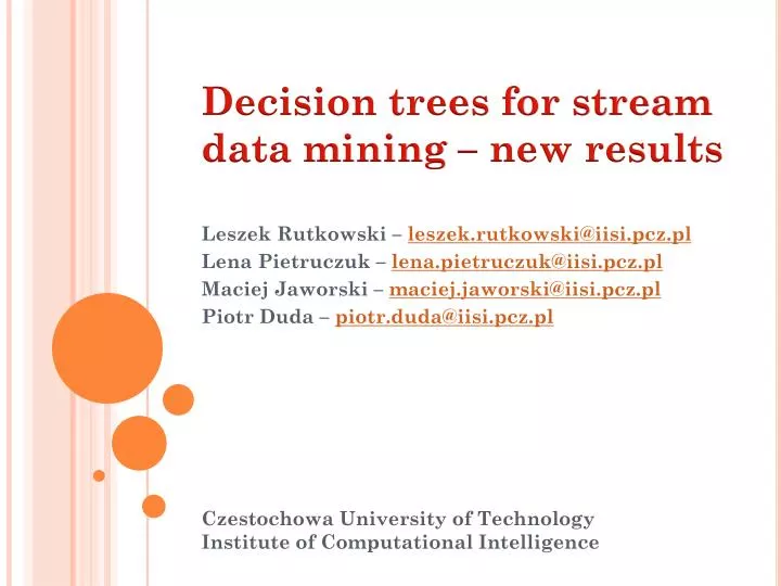 decision trees for stream data mining new results
