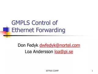 GMPLS Control of Ethernet Forwarding