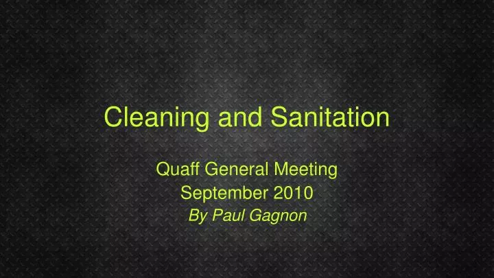 cleaning and sanitation