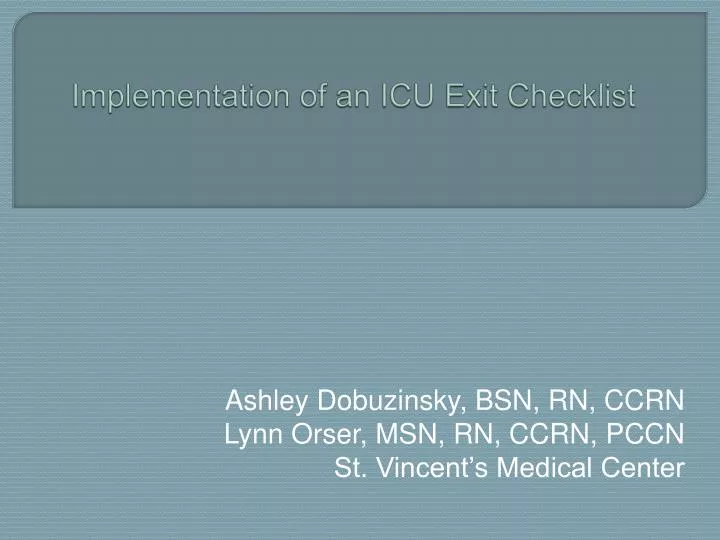 implementation of an icu exit checklist