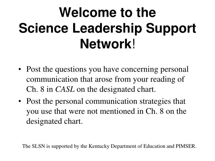 welcome to the science leadership support network