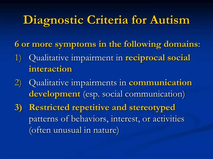 diagnostic criteria for autism