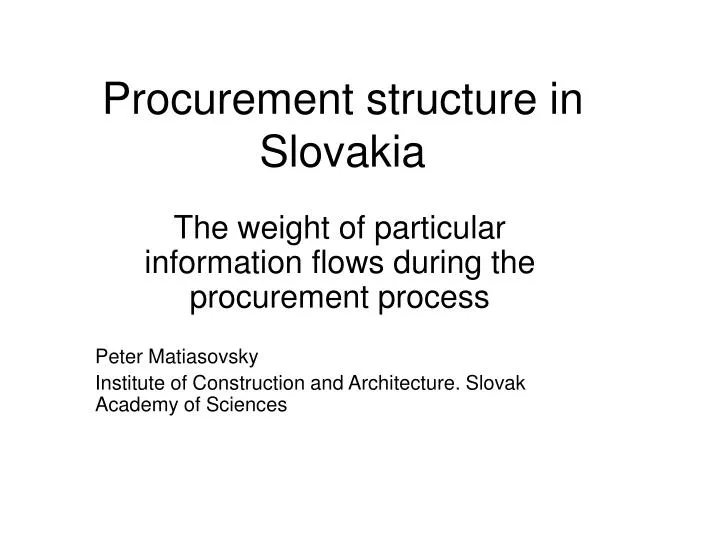 procurement structure in slovakia
