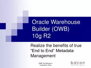 Oracle Warehouse Builder (OWB) 10g R2