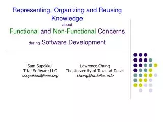 Sam Supakkul Titat Software LLC ssupakkul@ieee