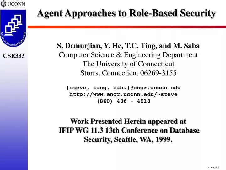agent approaches to role based security