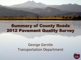 Pavement Quality Survey Study Session