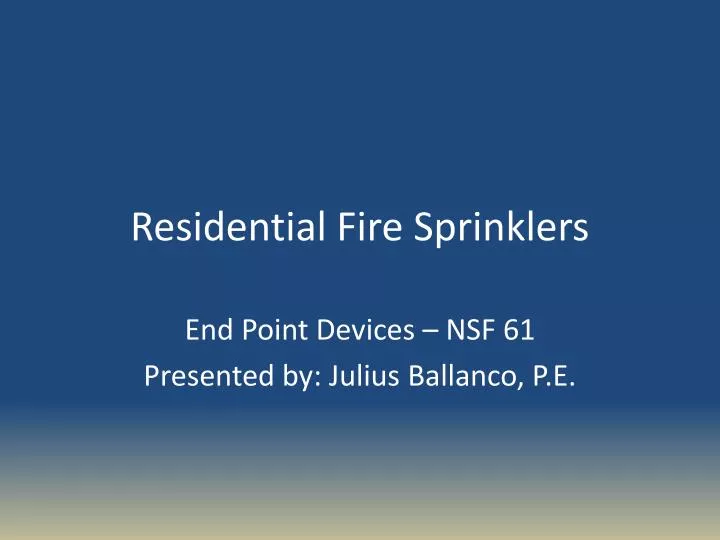 residential fire sprinklers