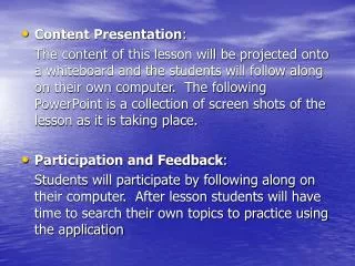 Content Presentation :