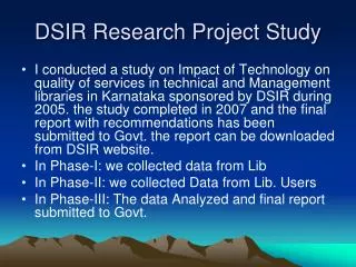 DSIR Research Project Study