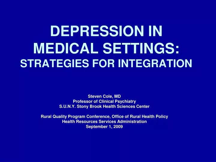 depression in medical settings strategies for integration