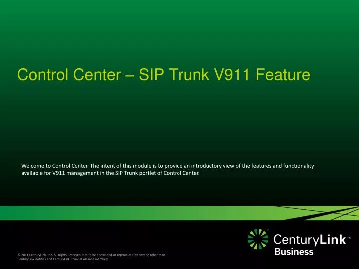 control center sip trunk v911 feature